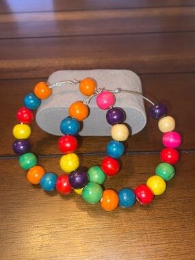Colorful Beaded Hoop Earrings Large